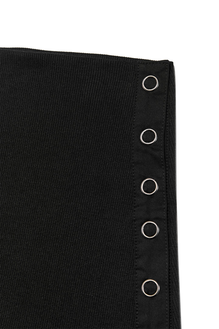 Matin Kim Unbalance Flare Folding Skirt — Black