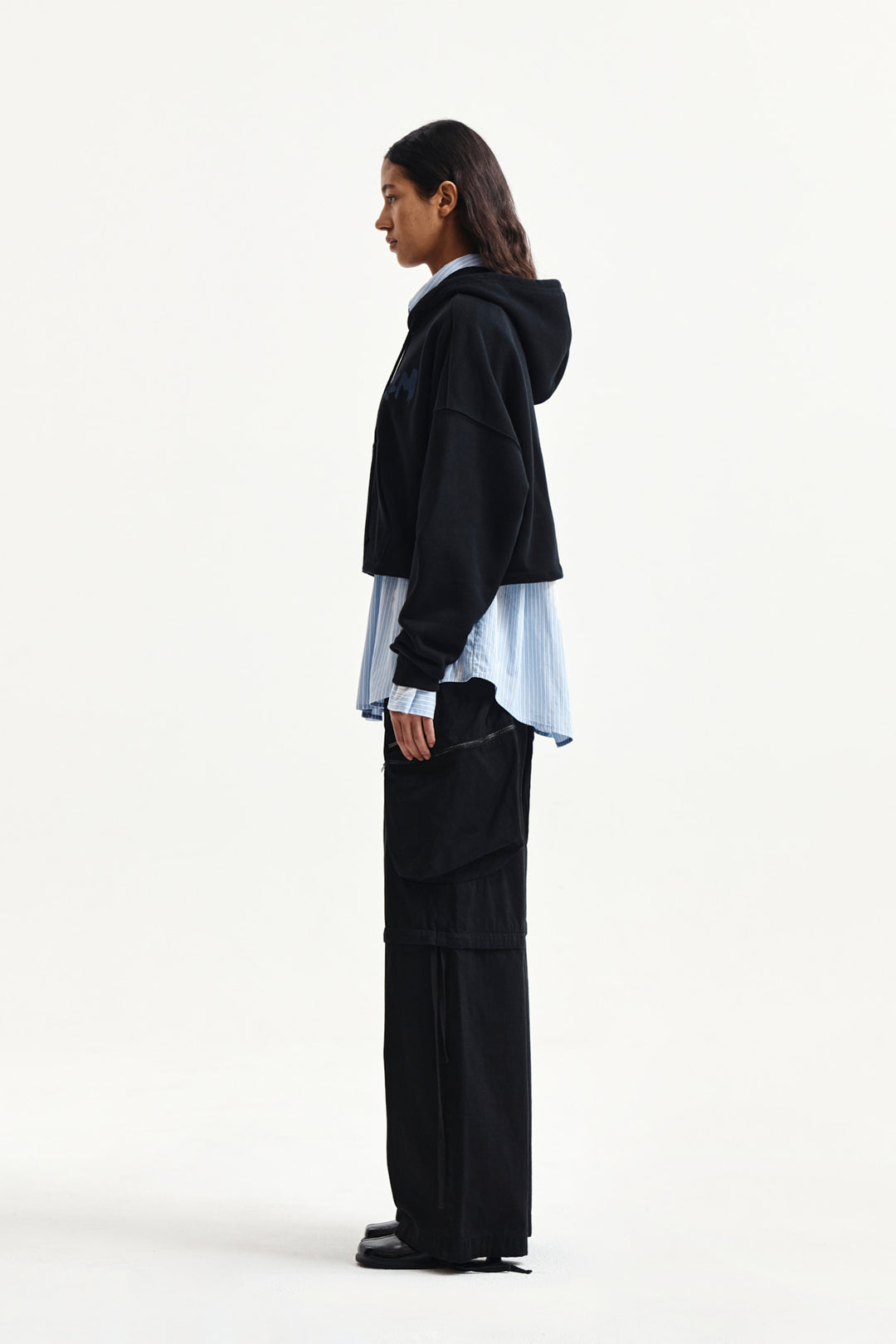Matin Kim Graffiti Logo Crop Hoodie — Black