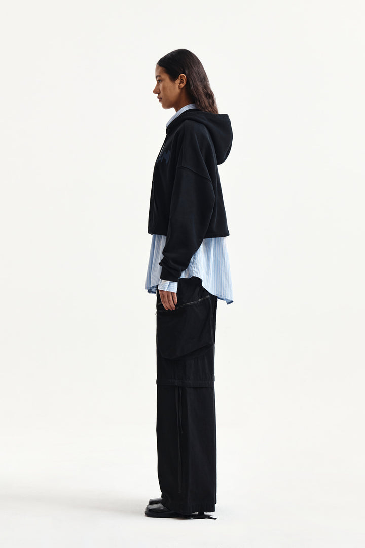 Matin Kim Graffiti Logo Crop Hoodie — Black