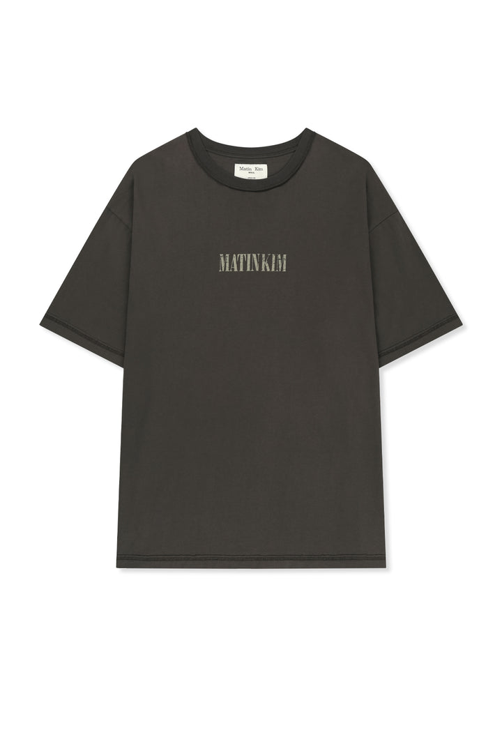 Matin Kim Vintage Lettering Graffiti Top — Charcoal