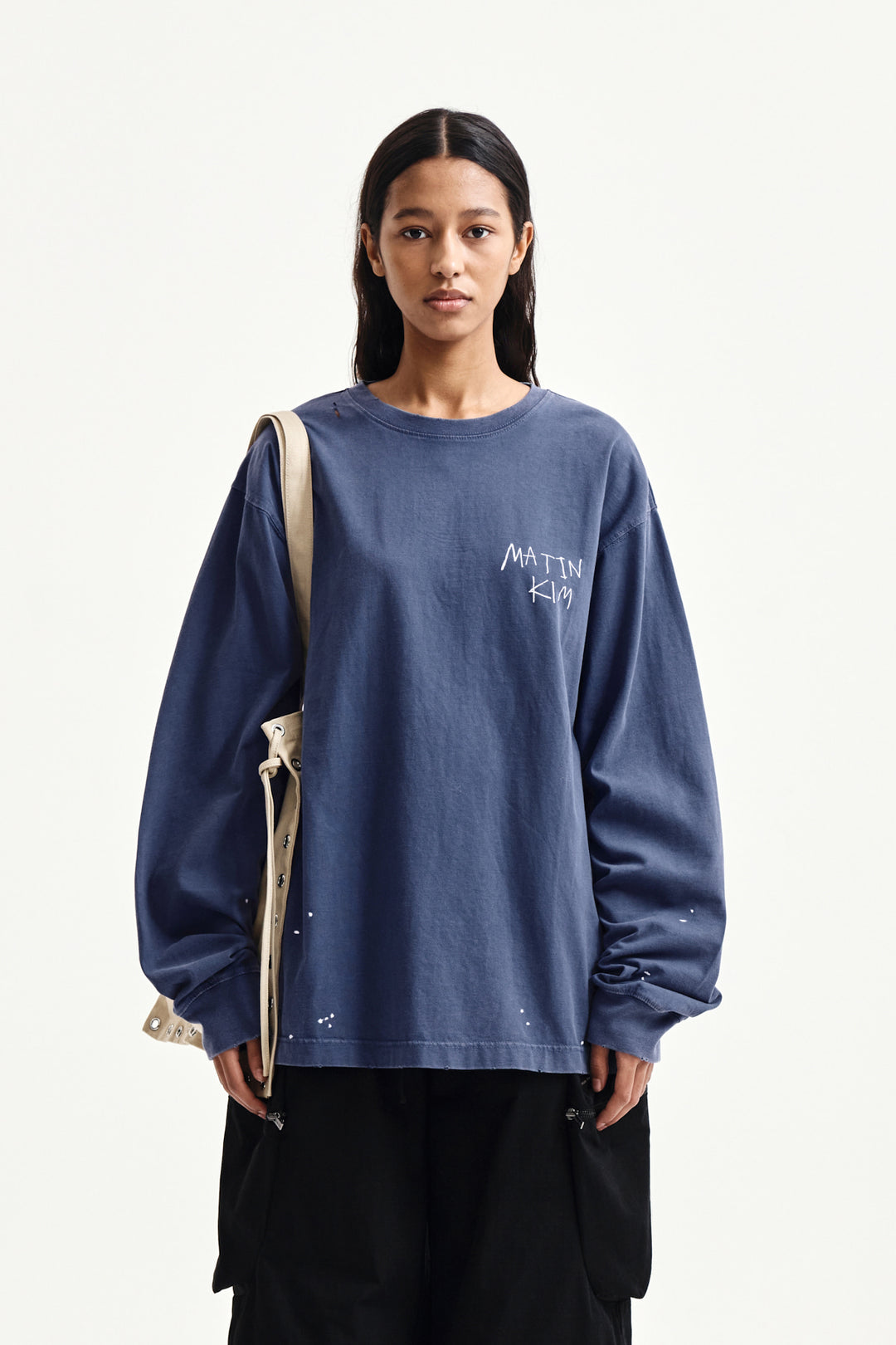 Matin Kim Vintage Washed Logo Top — Blue