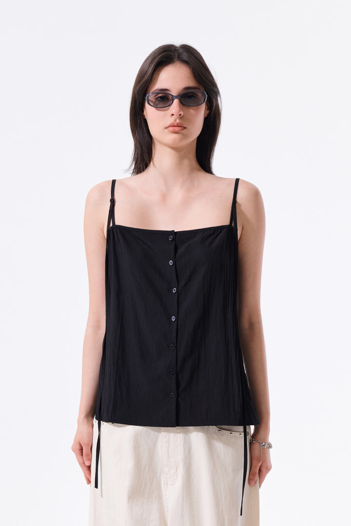 Matin Kim Button Sleeveless Blouse — Black