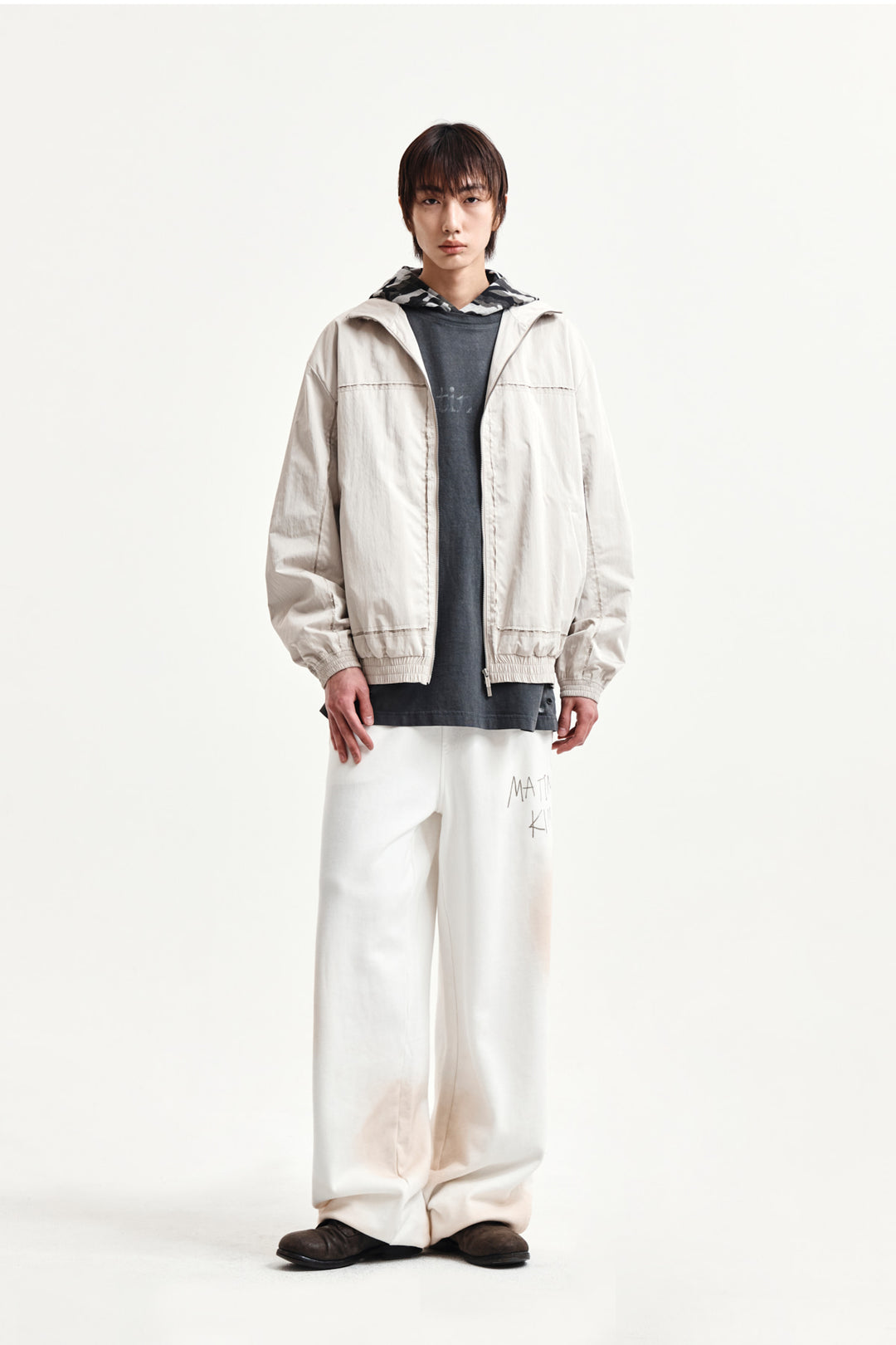 Matin Kim Vintage Washed Logo Sweatpants — Ivory