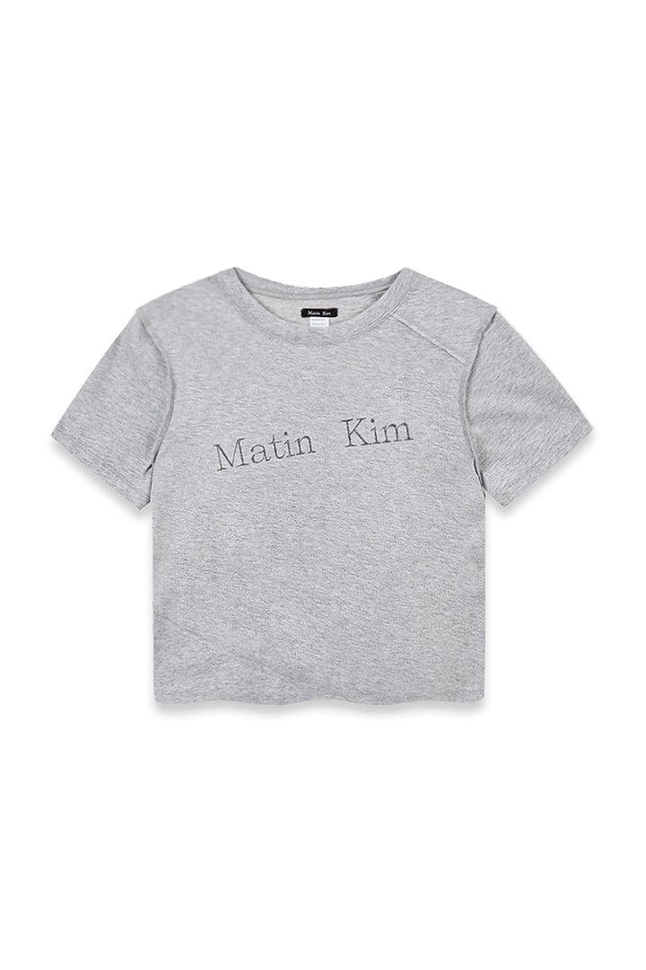 Matin Kim Diagonal Logo Reversible Crop Top — Gray