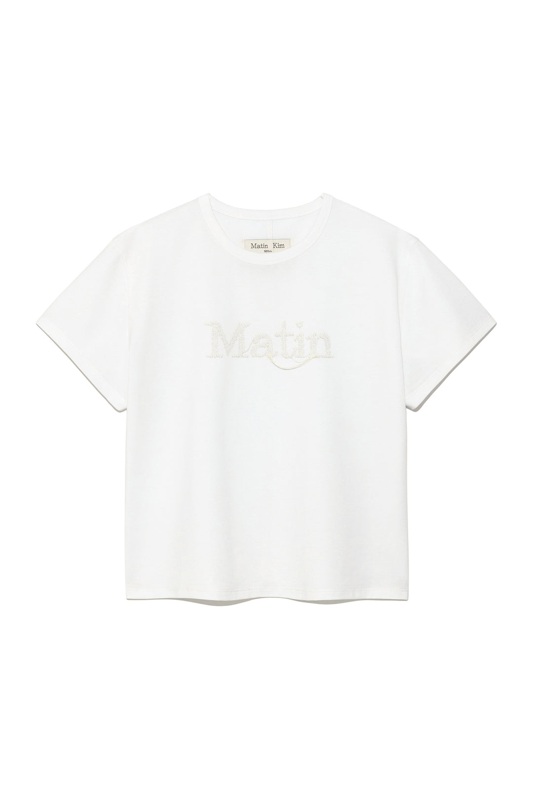 Matin Kim Stitch Printing Detail Crop Top — White