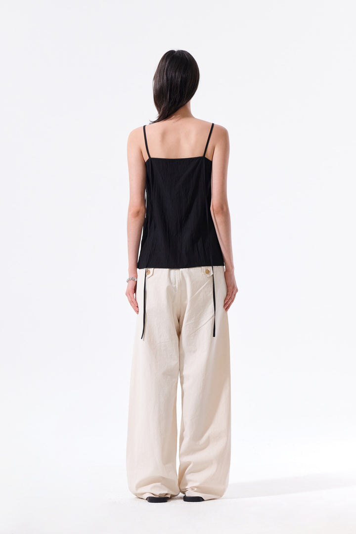 Matin Kim Button Sleeveless Blouse — Black
