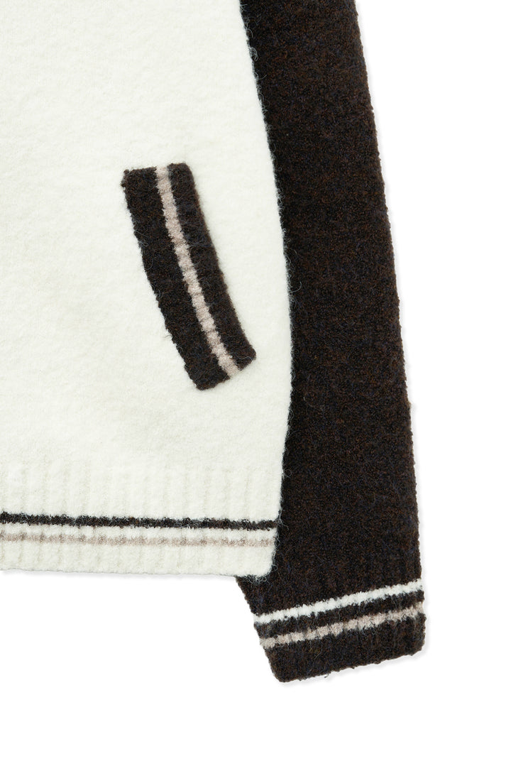 Matin Kim High Neck Raglan Zip Knit — Brown