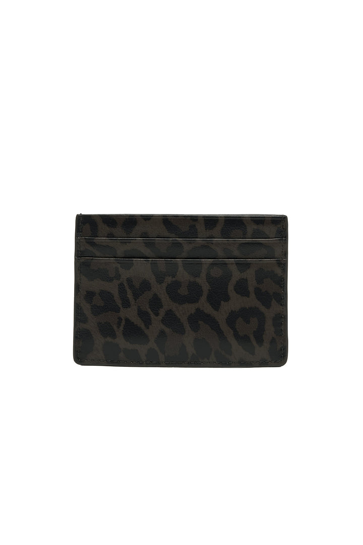 Matin Kim Leopard Vintage Card Wallet — Charcoal