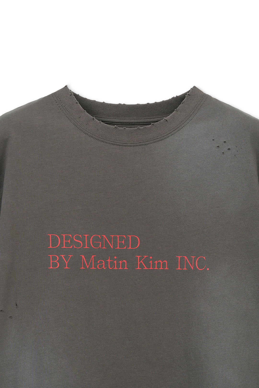 Matin Kim Spray Washed Lettering Damaged Top — Charcoal