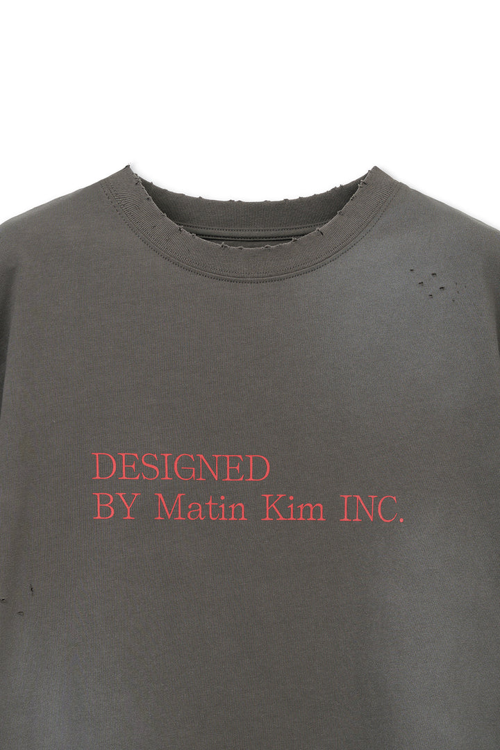 Matin Kim Spray Washed Lettering Damaged Top — Charcoal