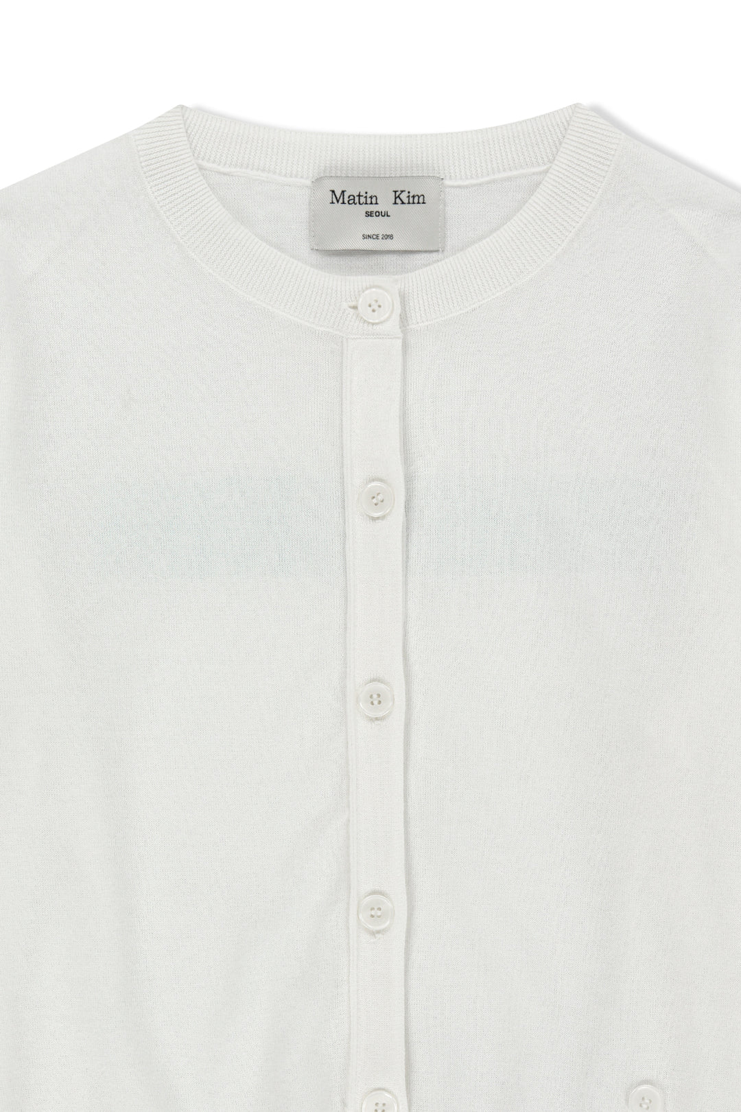 Matin Kim Back Logo Sheer Cardigan — White