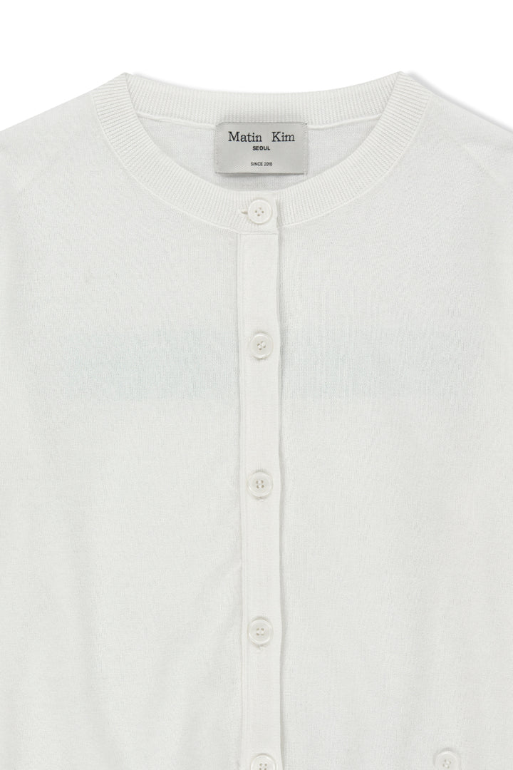 Matin Kim Back Logo Sheer Cardigan — White