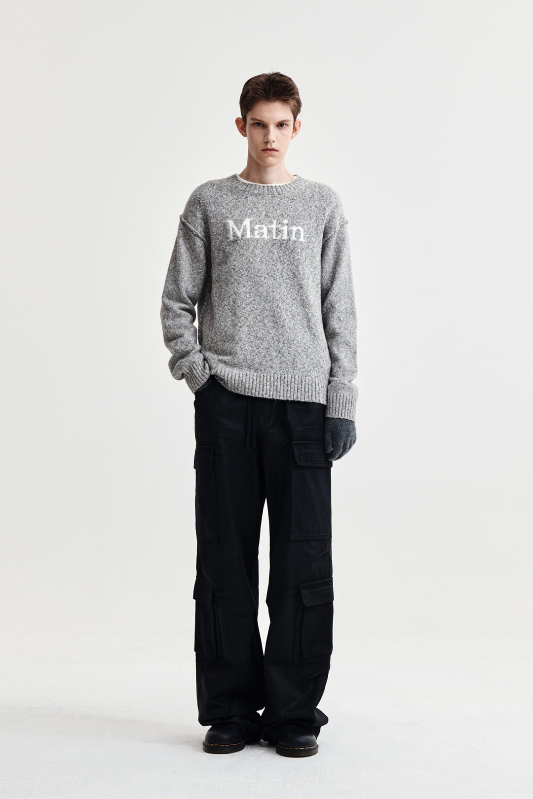 Matin Kim Mixed Yarn Knit Pullover — Gray