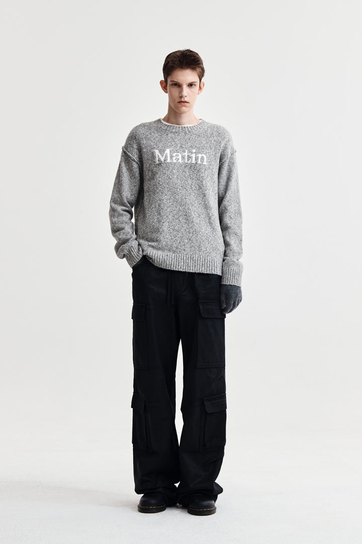 Matin Kim Mixed Yarn Knit Pullover — Gray
