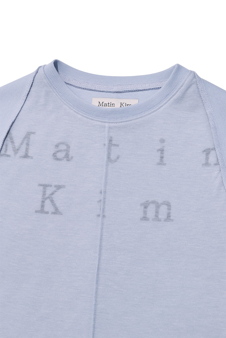 Matin Kim Pintuck Layered Slim Crop Top — Light Blue