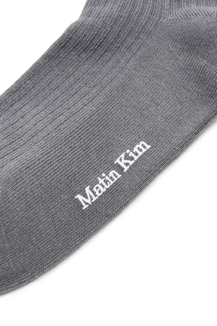 Matin Kim Two Tone Layered Socks — Charcoal