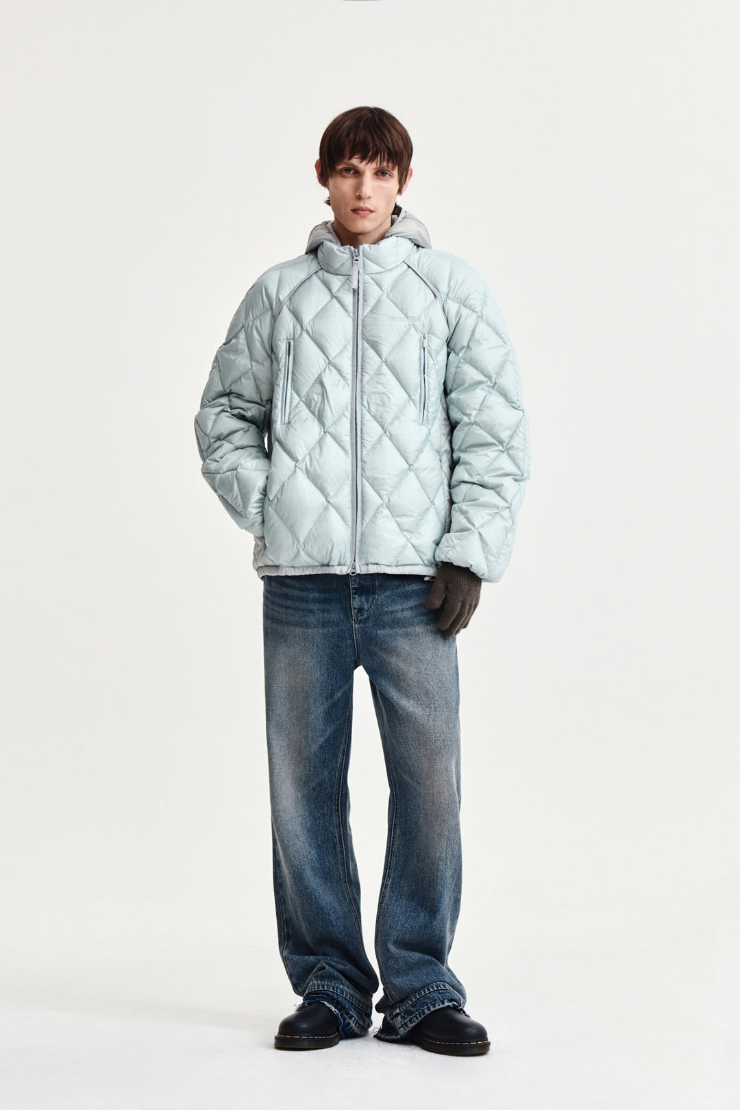 Matin Kim Quilting Hoody Lightweight Jumper — Mint