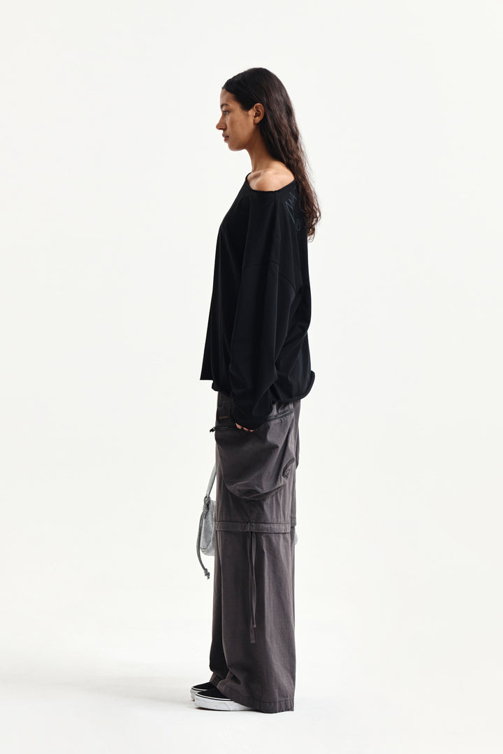 Matin Kim Detachable Cargo Pants — Charcoal