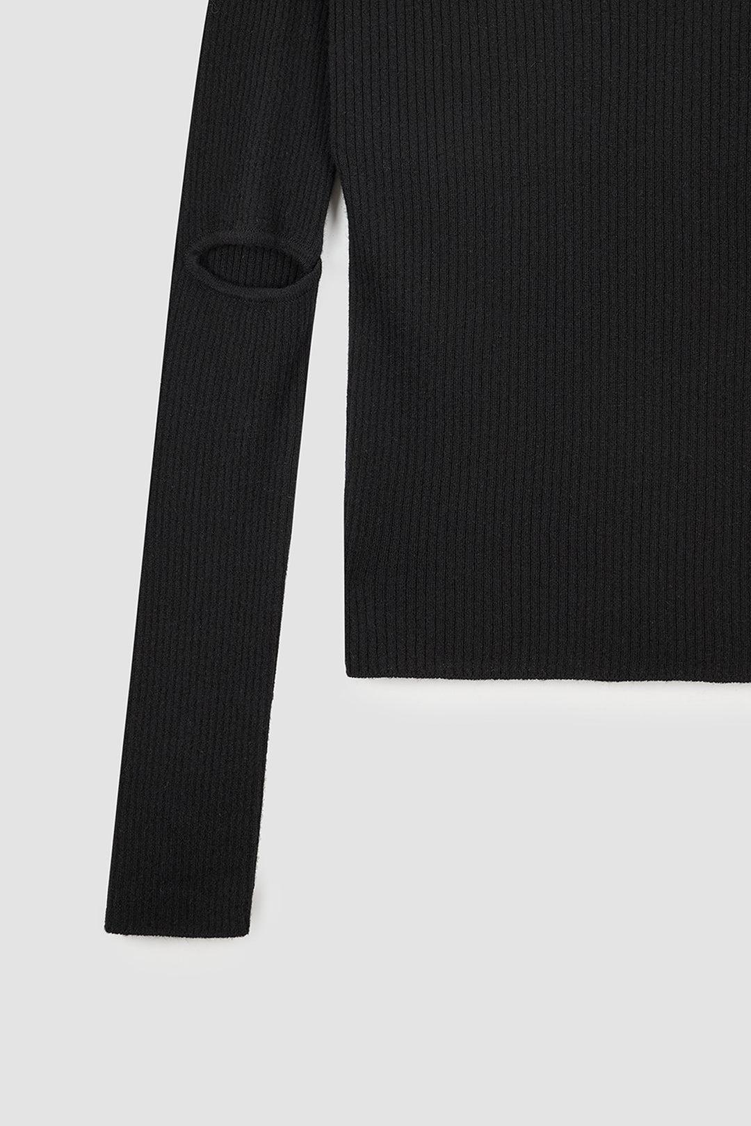 KIMMATIN Slit Point Slim Knit Top — Black