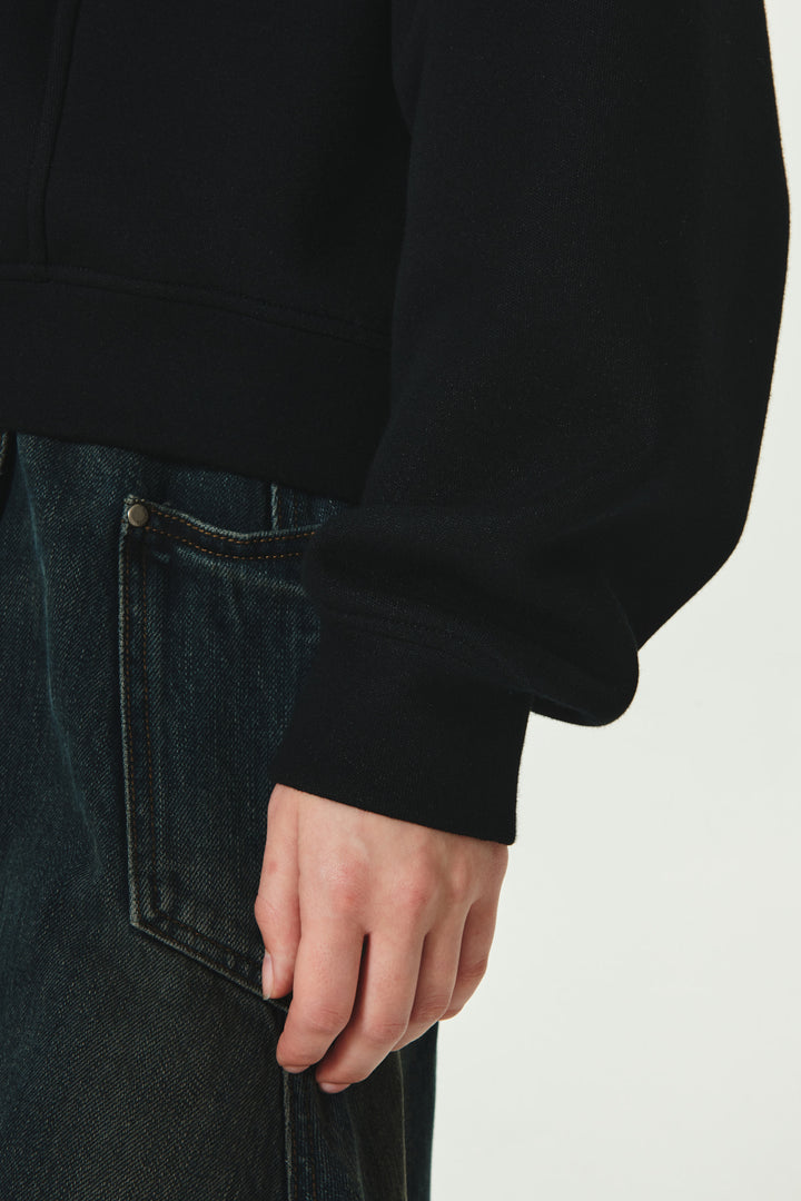 KIMMATIN Loose Half Zip Sweatshirt — Black