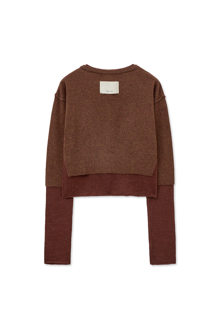 Matin Kim Layered Texture Knit Cardigan — Brown