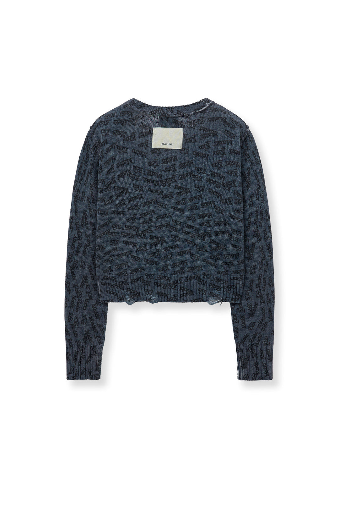 Matin Kim All Over Logo Crop Cardigan — Navy blue