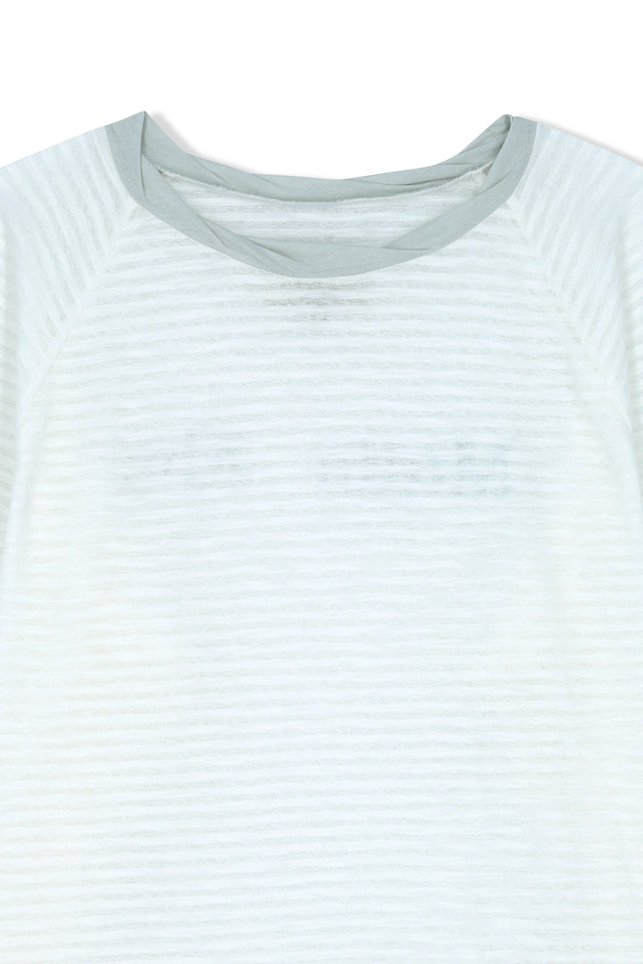 Matin Kim Twist Boat Neck Stripe Logo Top — White