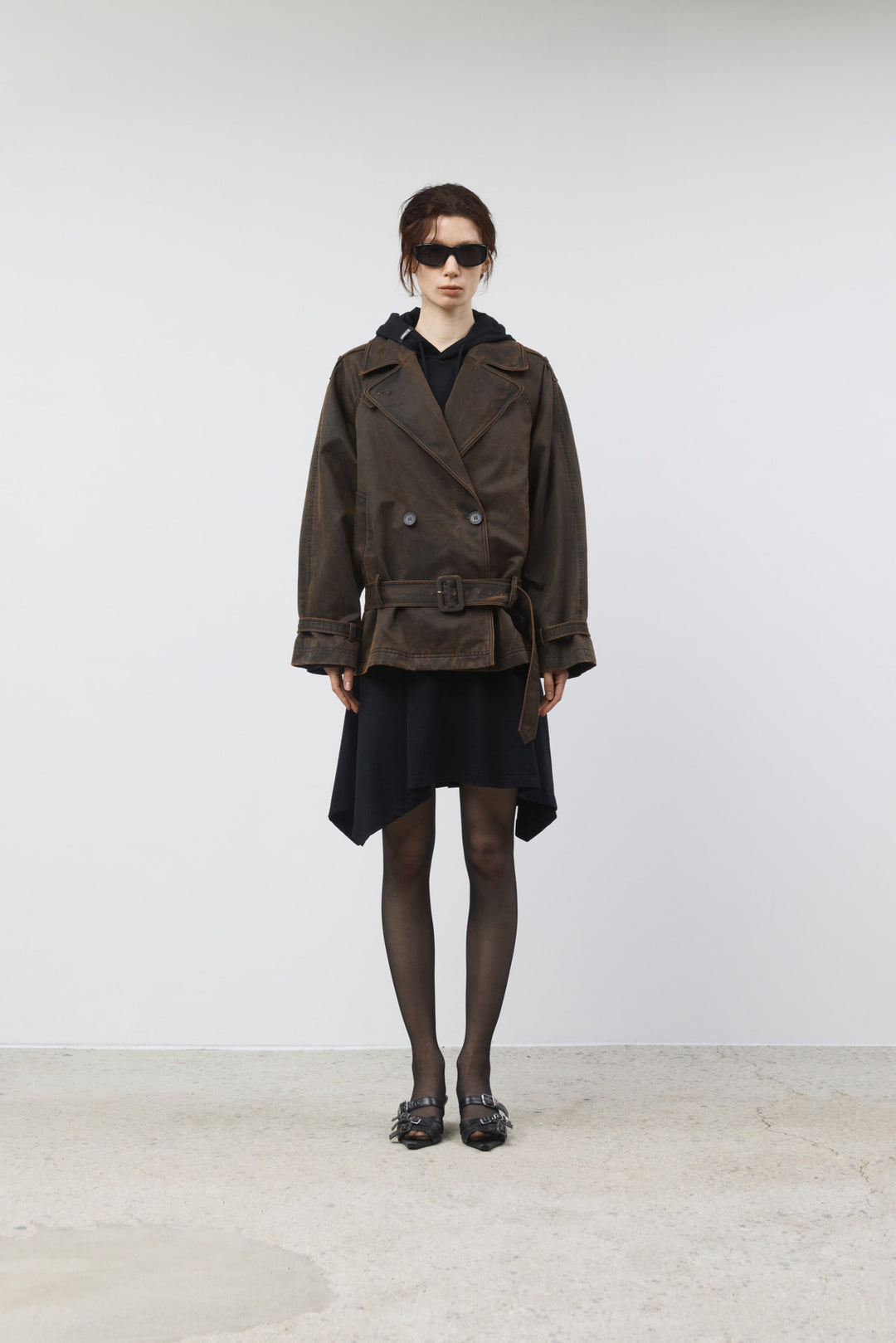 KIMMATIN Washed Trench Jacket — Brown