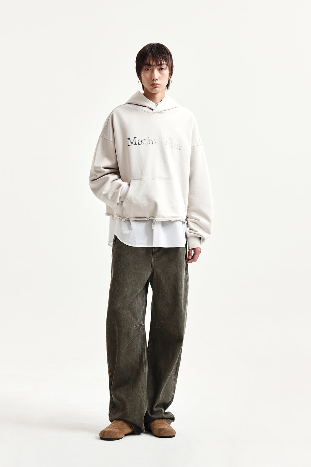 Matin Kim Dart Point Denim Pants — Khaki