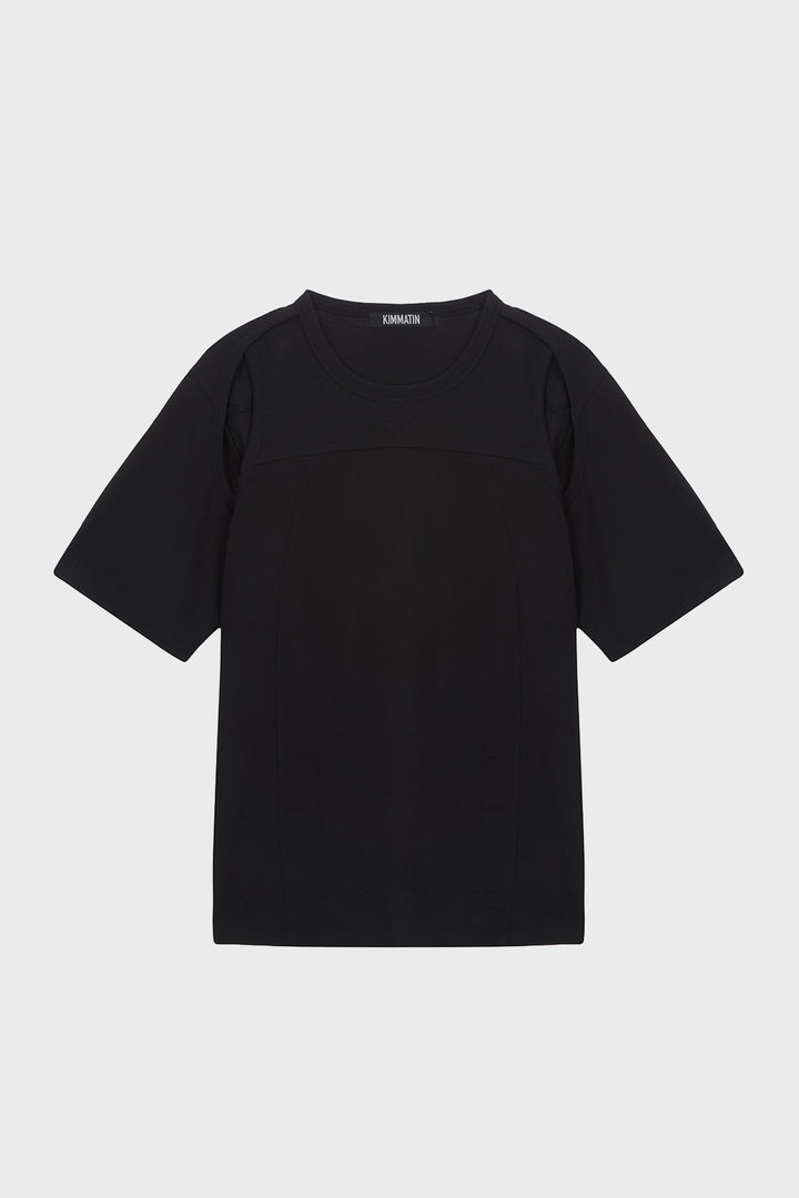 KIMMATIN Shoulder Hole Half Sleeve Top — Black