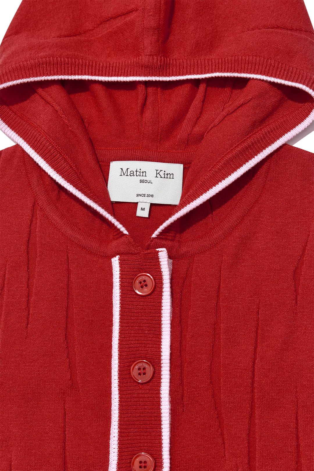 Matin Kim Wrinkle Hoody Button Knit Vest — Red