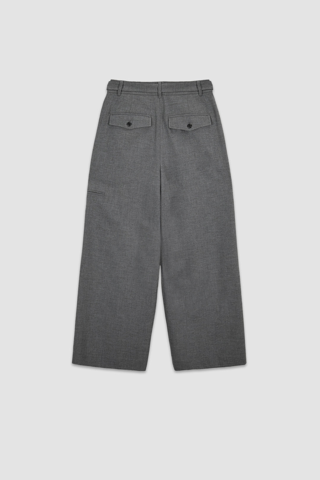 KIMMATIN Diagonal Zipper Belted Pants — Gray
