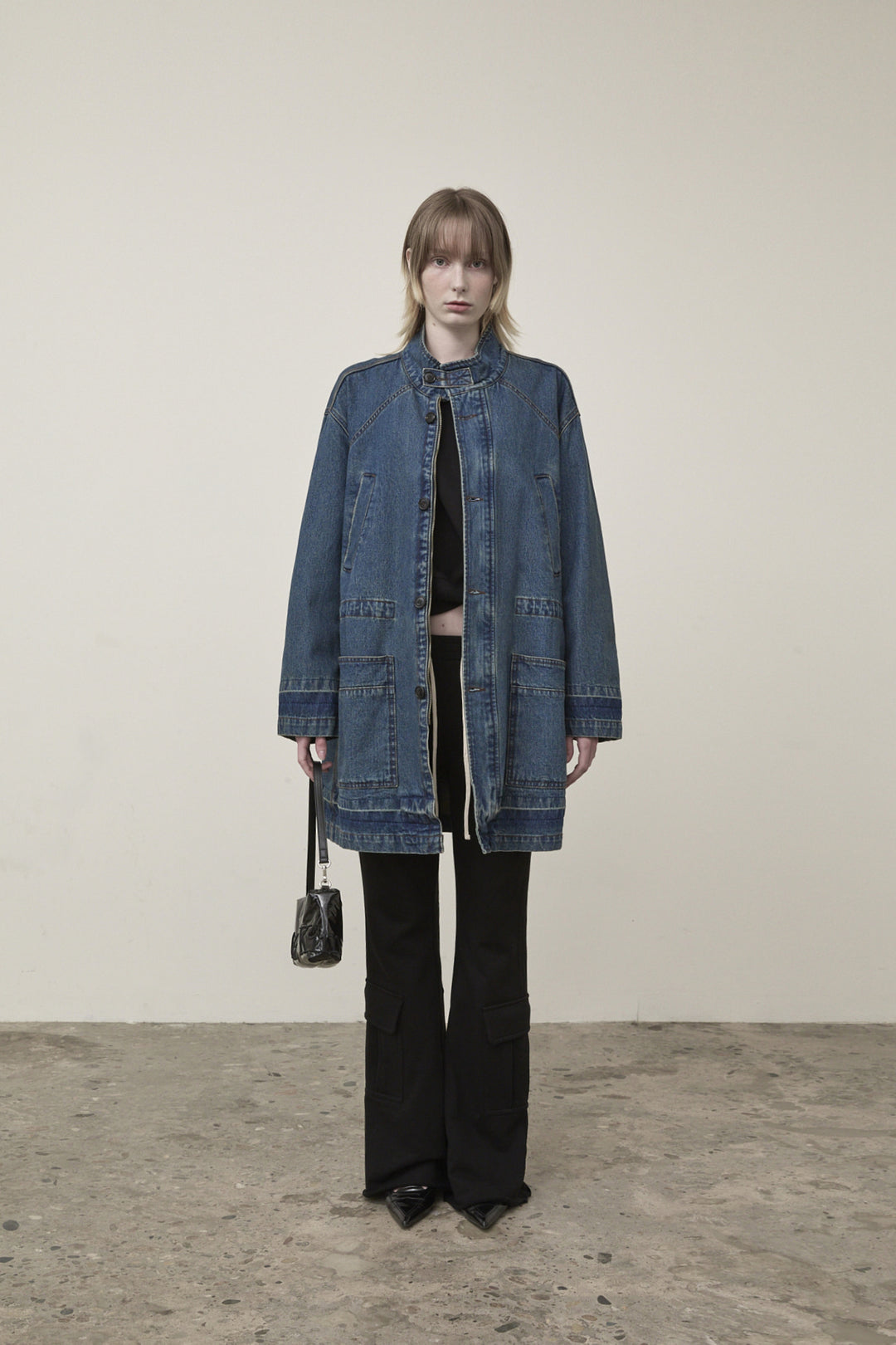 Matin Kim Pocket Point Midi Denim Jumper — Blue