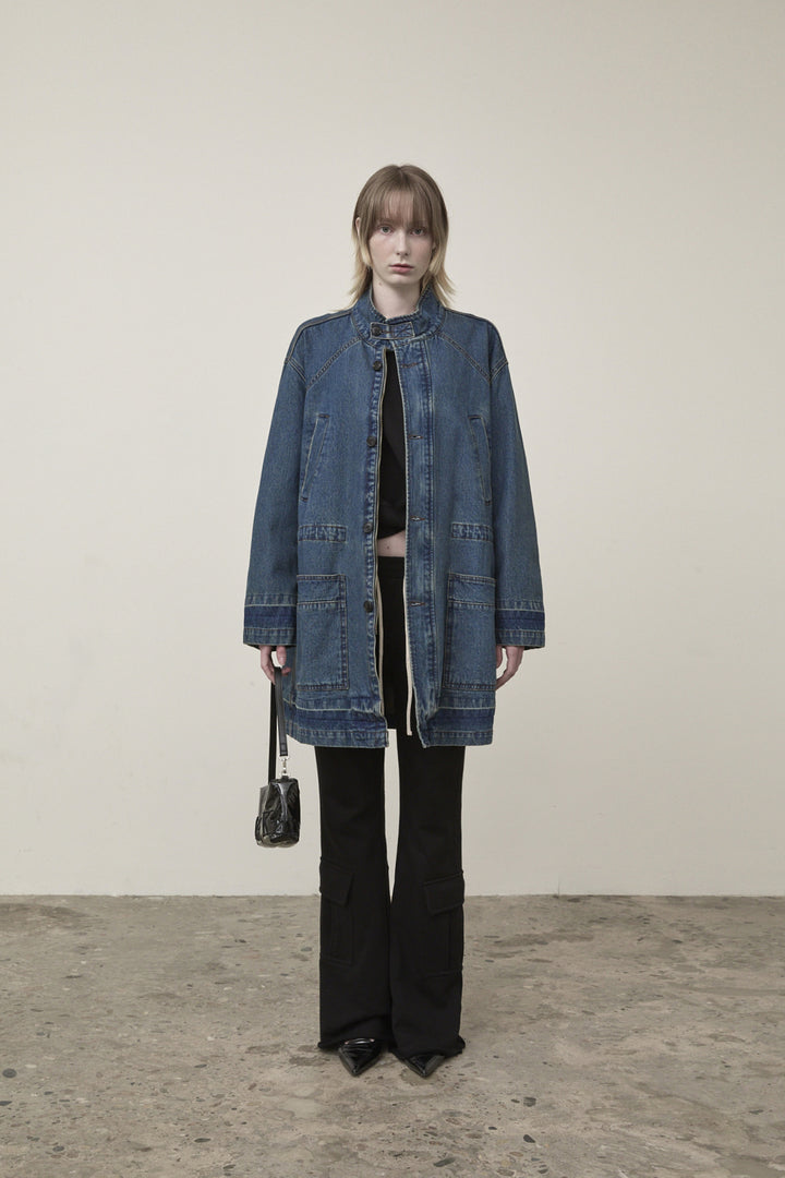 Matin Kim Pocket Point Midi Denim Jumper — Blue
