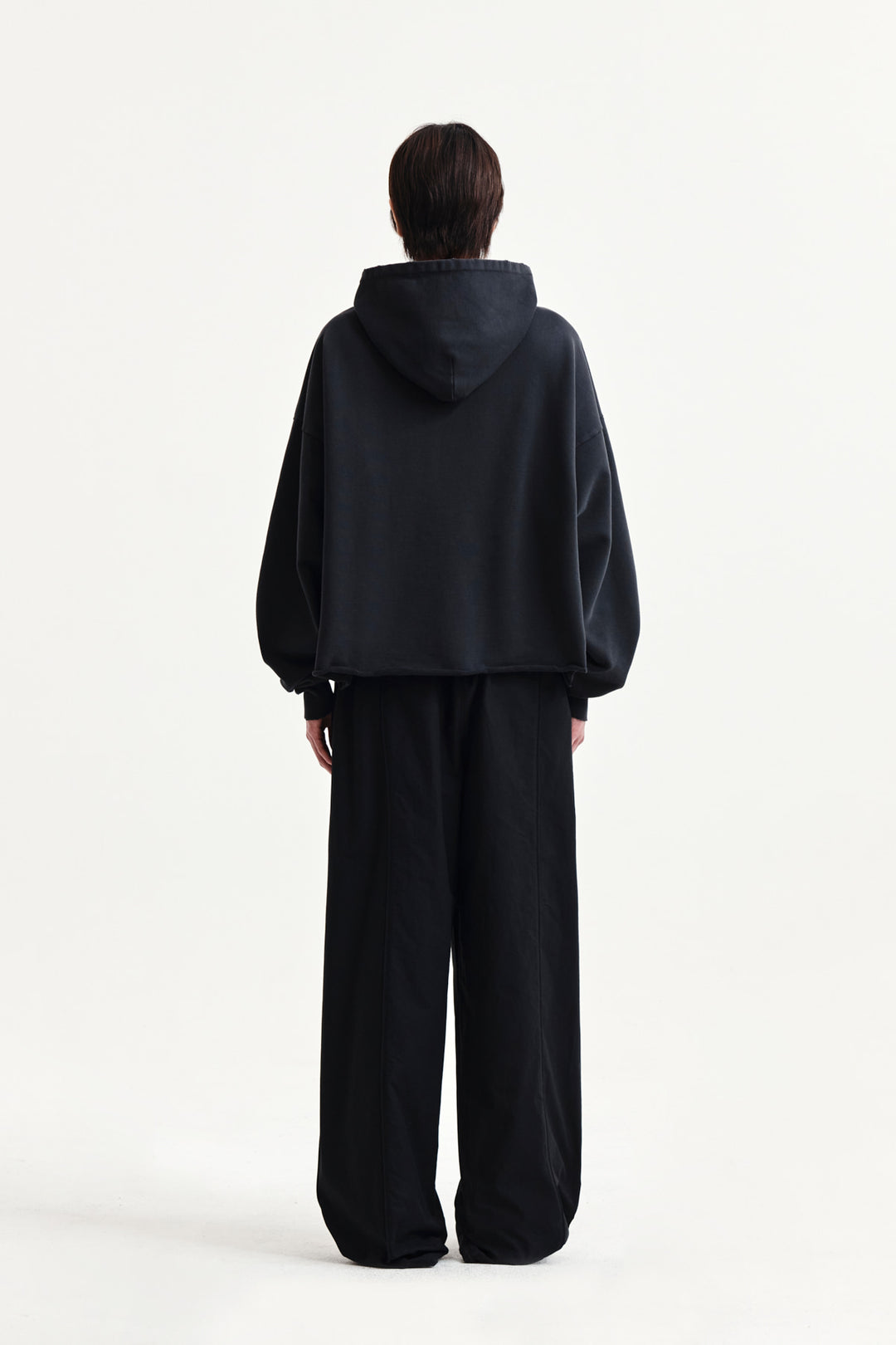 Matin Kim Raw Edge Hem Sweat Hoody — Charcoal