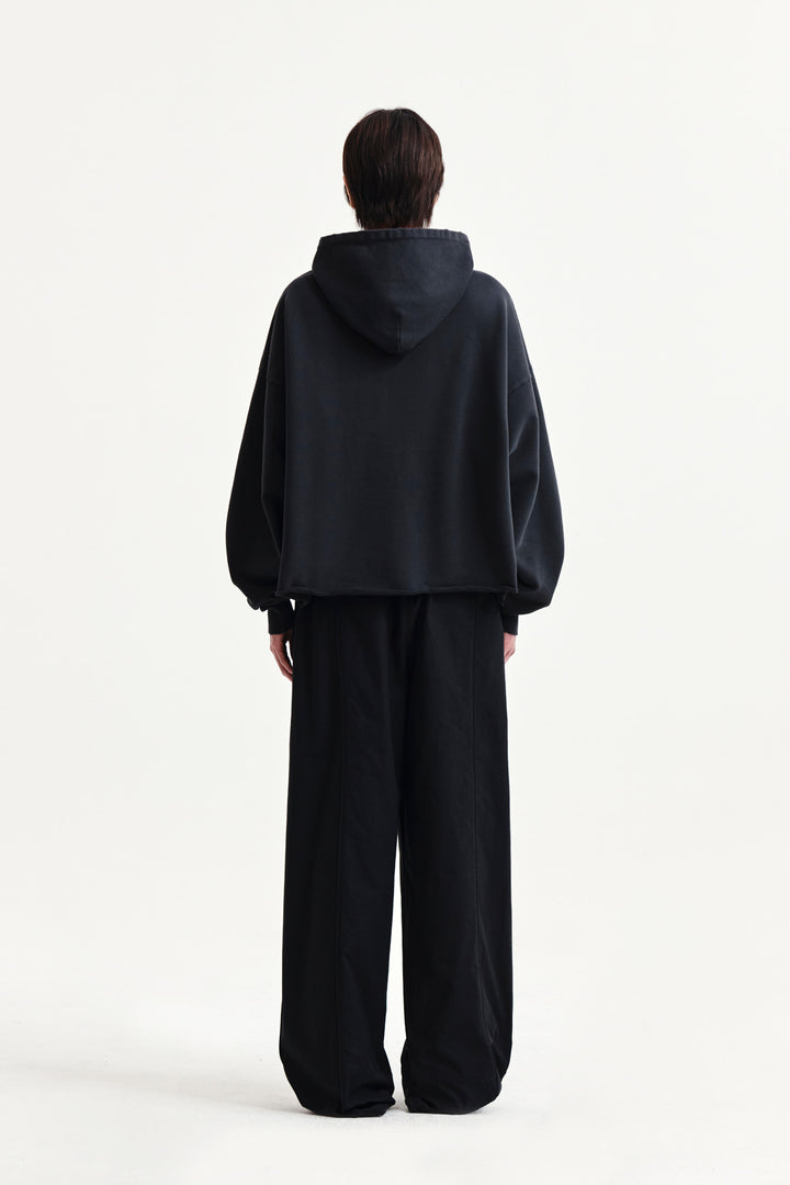 Matin Kim Raw Edge Hem Sweat Hoody — Charcoal