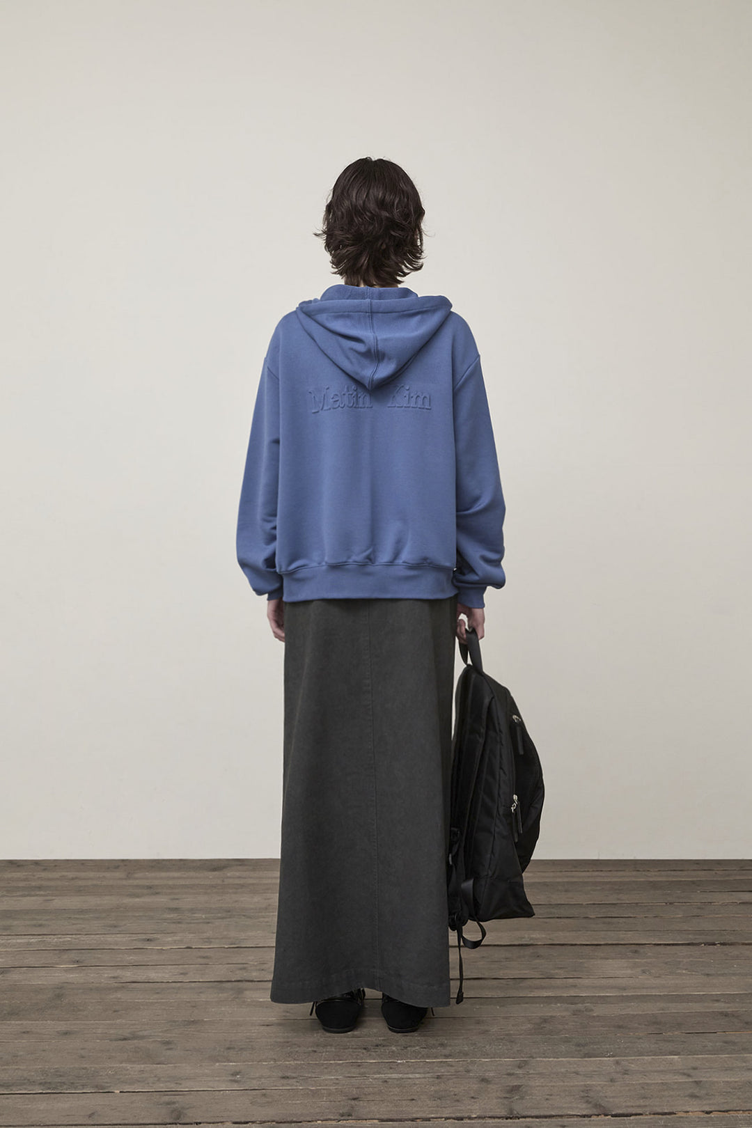 Matin Kim Back Logo Glitter Zip Hoodie — Blue