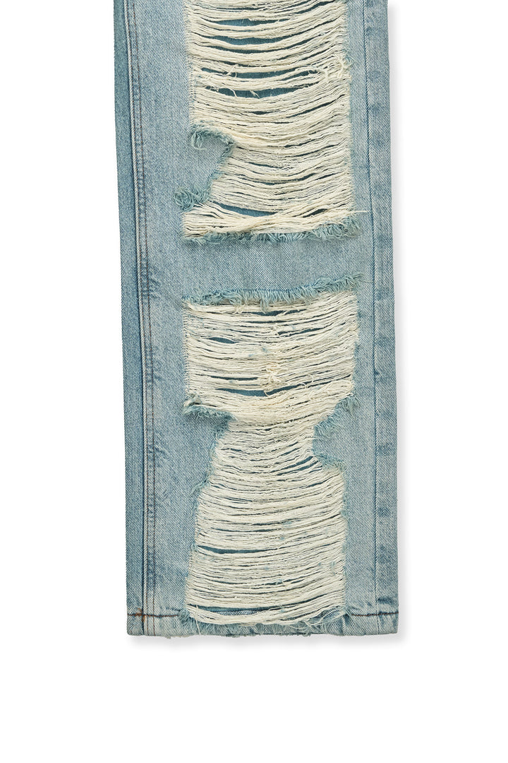 Matin Kim Heavy Destroyed Denim Pants — Light Blue