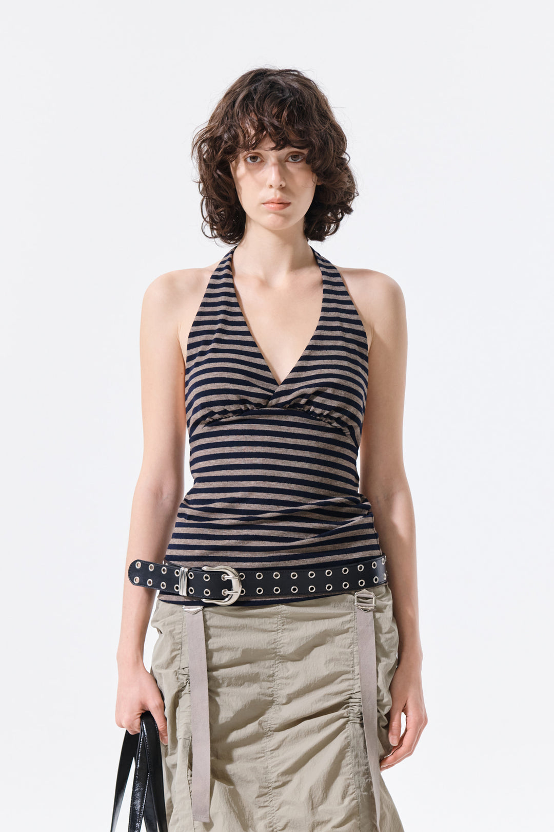 Matin Kim Striped Halter Neck Top — Navy blue
