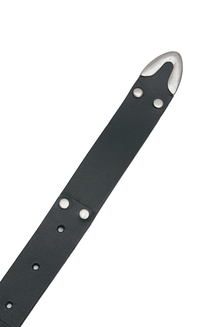 Matin Kim Double Stud Leather Belt — Black
