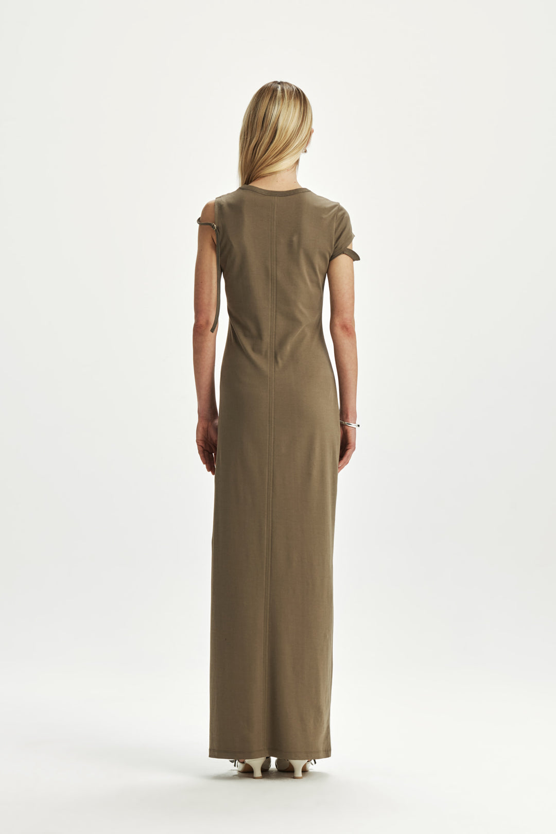 KIMMATIN Strap Point Maxi Dress — Khaki