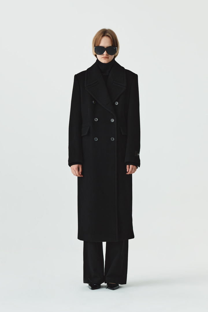 KIMMATIN Waist Point Belted Wool Trouser — Black