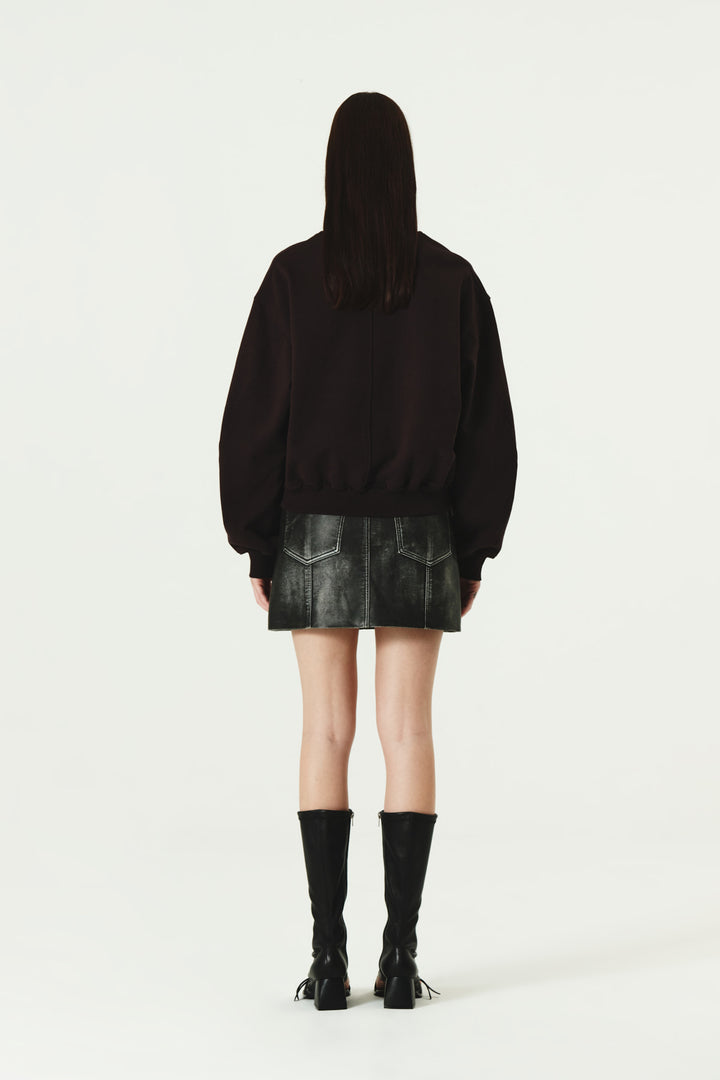 KIMMATIN Vintage Printing Sweatshirt — Burgundy