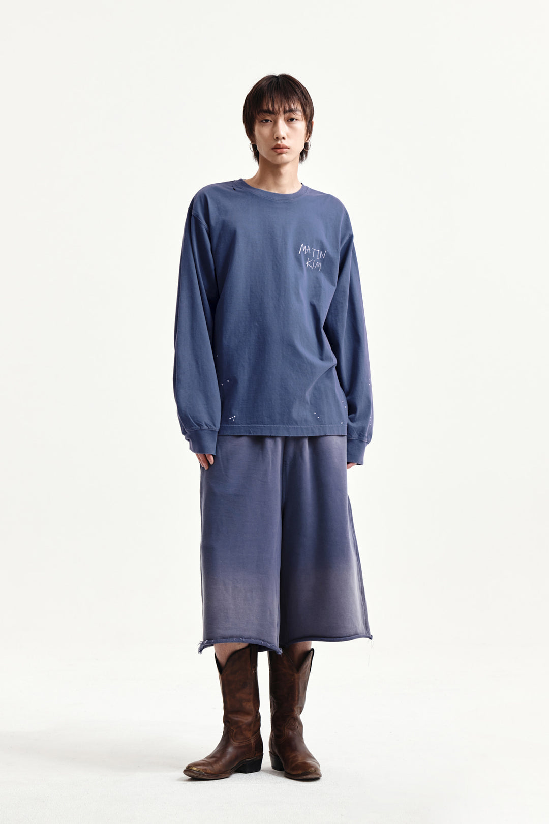 Matin Kim Vintage Washed Logo Top — Blue