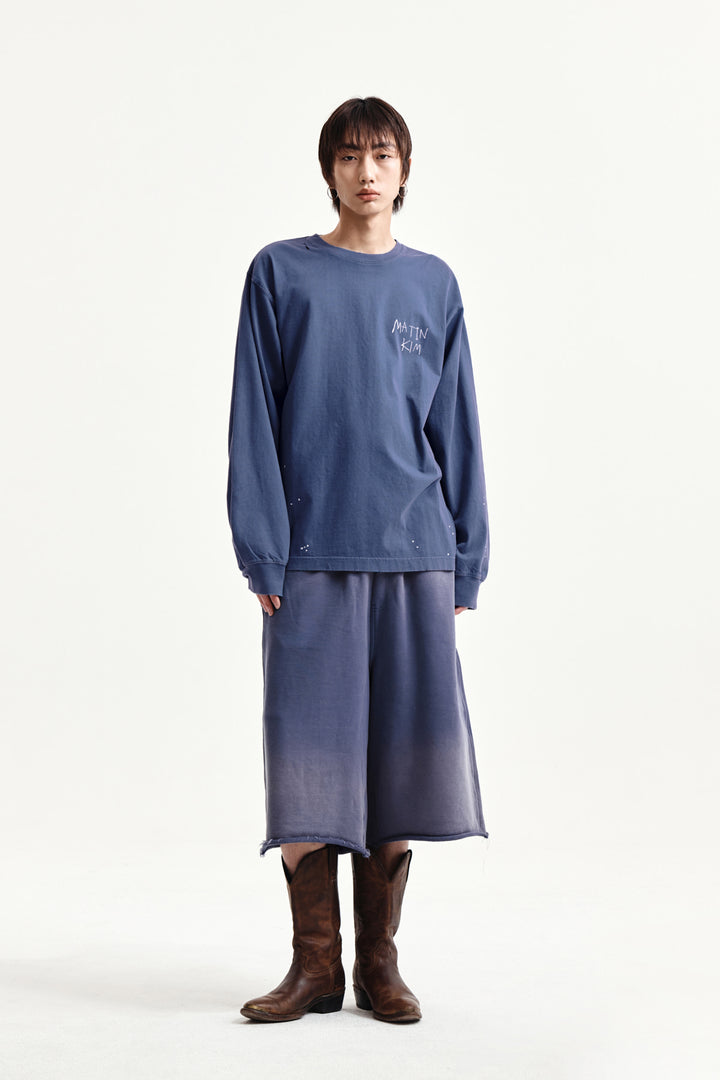 Matin Kim Vintage Washed Logo Top — Blue