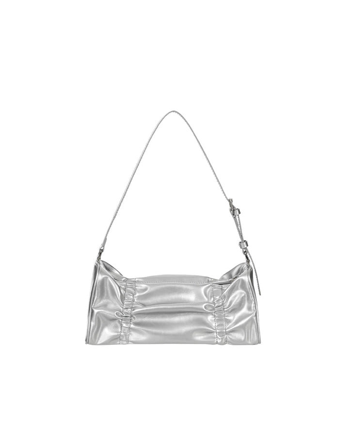 Stand Oil Pleats Bag — Wrinkled Tote — Silver