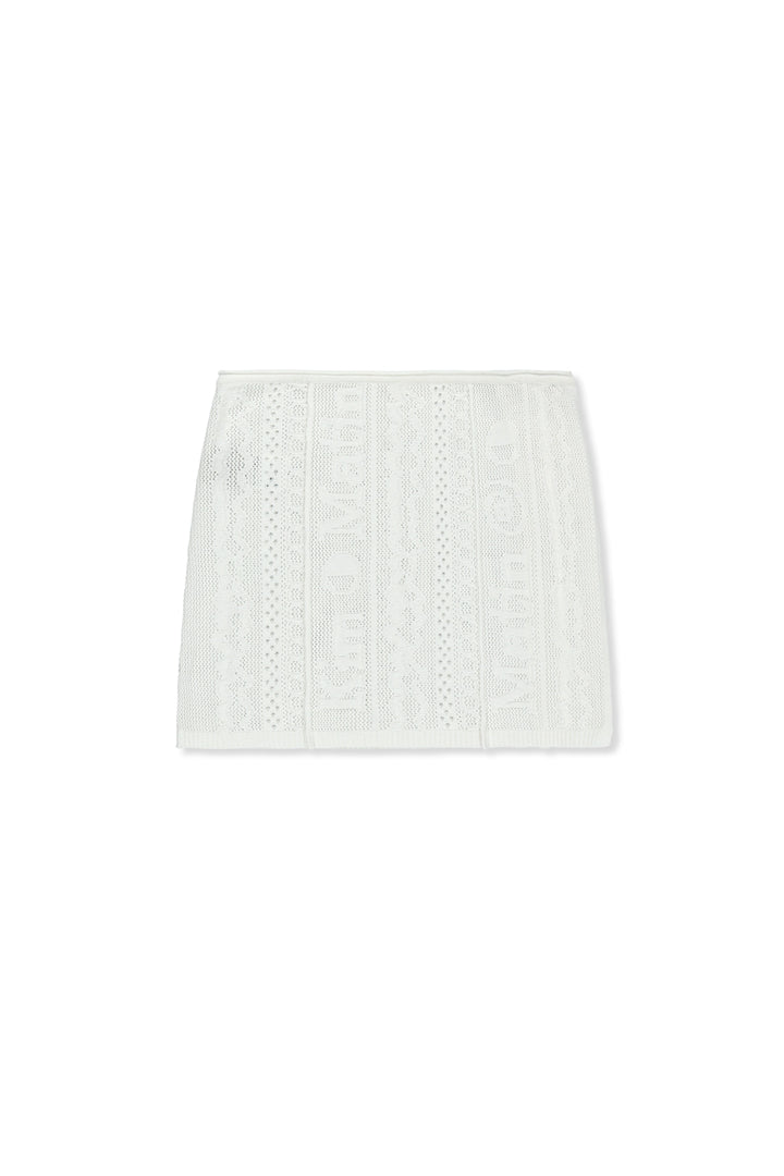 Matin Kim Mesh Logo Wrap Mini Skirt — White