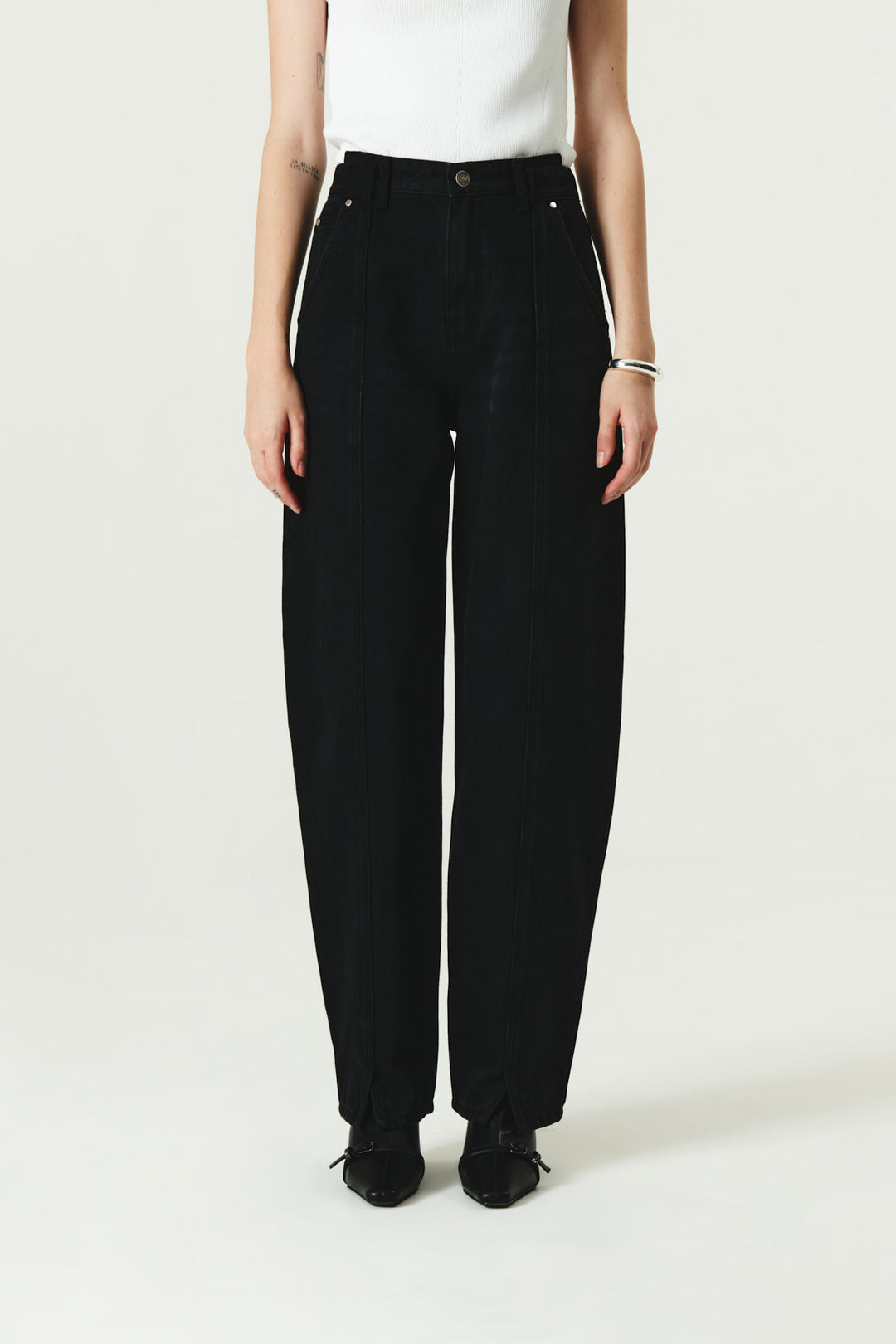 KIMMATIN Over Dying Tapered Denim — Black