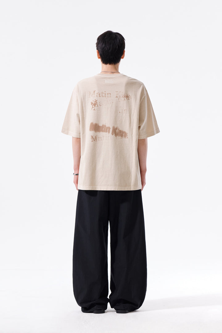 Matin Kim Pigment Graffiti Logo Tee — Beige