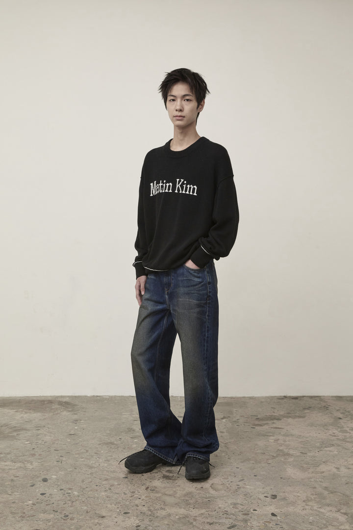 Matin Kim Color Trim Line Logo Pullover — Black